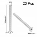 Uxcell M5x60mm Flat Head Machine Screws Inner Hex Screw 304 Stainless Steel Fasteners Bolts 20pcs