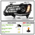 Acanii For Halogen Type 2015-2023 Chrysler 300 Black Bezel Led Drl Projector Headlight Headlamp Driver Side