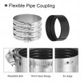 Uxcell Flexible Pipe Coupling 106mm Connector With Stainless Steel Hose Clamps Repair Clamp For Plastic And Metal Pipes