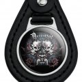 Graphics More Black Leather Deceitful Skulls Biker Motorcycle Chopper Keychain