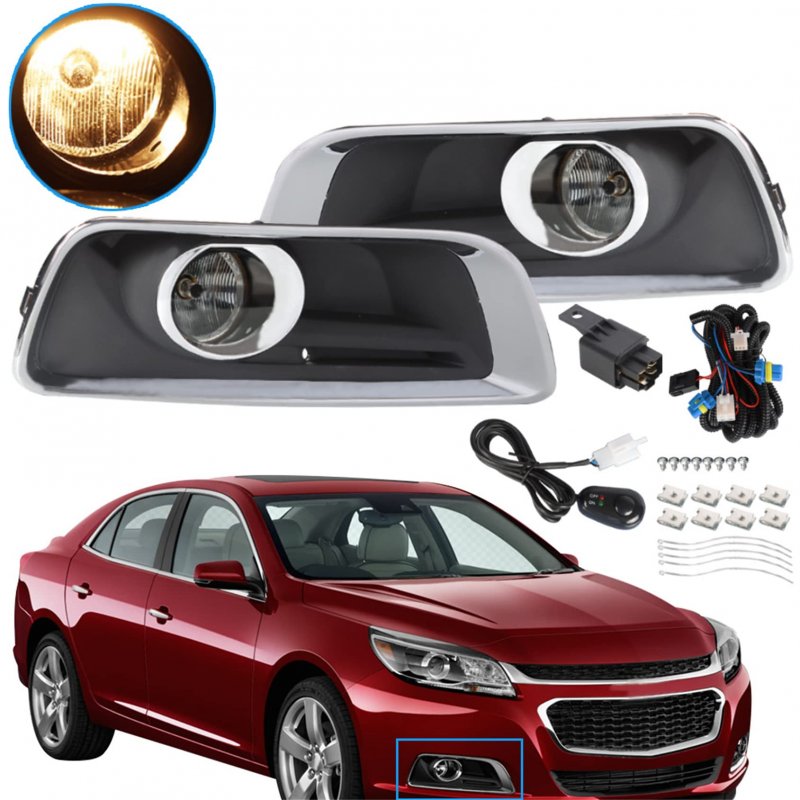 2pcs Front Driving Fog Light Assembly With Bulbs And Switch Wiring Kit Replacement For 2013-2015 Malibu