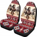 Ledback Native Tribal Horse Navajo Print Front Seat Covers For Cars Universal 2pc Vehicle Protector Horse Auto Interior