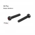 Uxcell M4x20mm Threaded Nylon Phillips Cross Pan Head Machine Screws Bolts Black 50pcs