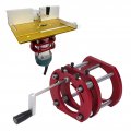 Router Lift Base 4 Jaw Clamping Aluminum Alloy Table Lifting System With Stainless Steel Support Rod Crank Handle