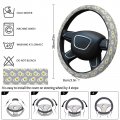 Steering Wheel Cover Daisy Floral Covers Farm Fresh Flower Grey Protector Car Accessory 15 Inches