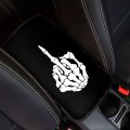 Jeocody Skeleton Show Middle Fingernail Car Seat Covers With Shoulderbelt Pads Steering Wheel Protector Armrest Coveruniversal