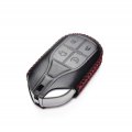 Vitodeco Genuine Leather Keyless Smart Key Fob Case Cover For Maserati Ghibli Levante Quattroporte Remote Start Black Red