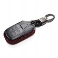 Vitodeco Genuine Leather Keyless Smart Key Fob Case Cover For Maserati Ghibli Levante Quattroporte Remote Start Black Red