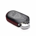 Vitodeco Genuine Leather Keyless Smart Key Fob Case Cover For Maserati Ghibli Levante Quattroporte Remote Start Black Red