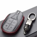 Vitodeco Genuine Leather Keyless Smart Key Fob Case Cover For Maserati Ghibli Levante Quattroporte Remote Start Black Red