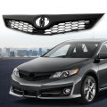 G-plus Mesh Grill Assembly Front Upper Grille Compatible With Toyota Camry Se Xse Sedan 4-door 2012 2013 2014 Matte Black Hood