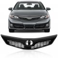 G-plus Mesh Grill Assembly Front Upper Grille Compatible With Toyota Camry Se Xse Sedan 4-door 2012 2013 2014 Matte Black Hood