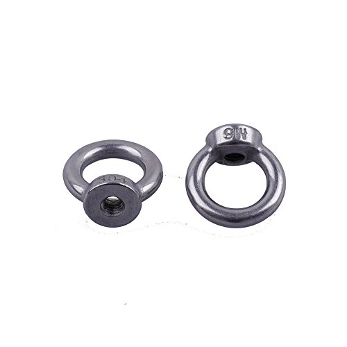 Eowpower 5pcs 304 Stainless Steel M6 Ring Eye Bolts Threaded Nuts