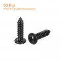 Uxcell 5mm X 20mm Phillips Pan Head Self-tapping Screw 50pcs 304 Stainless Steel Round Wood Full Thread Black