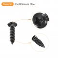 Uxcell 5mm X 20mm Phillips Pan Head Self-tapping Screw 50pcs 304 Stainless Steel Round Wood Full Thread Black