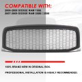 Matte Black Honeycomb Mesh Front Hood Bumper Grille Grill Compatible With Dodge Ram 1500 2500 3500 06-09