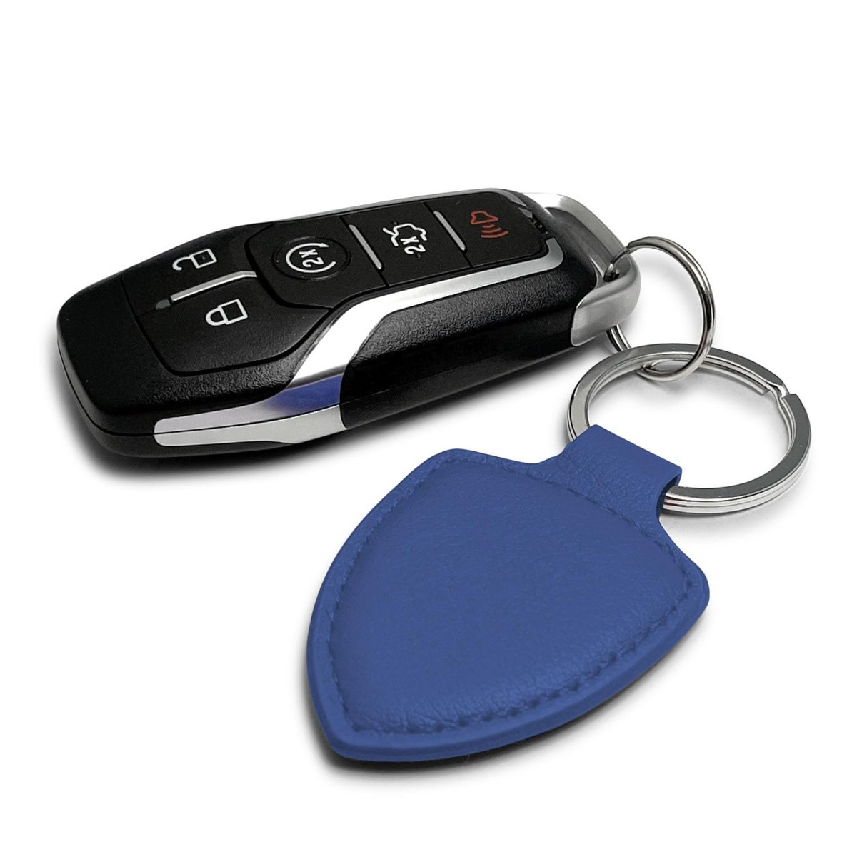 Dodge Challenger Classic Blue Shield-shape Style Genuine Leather Key Chain Official Licensed