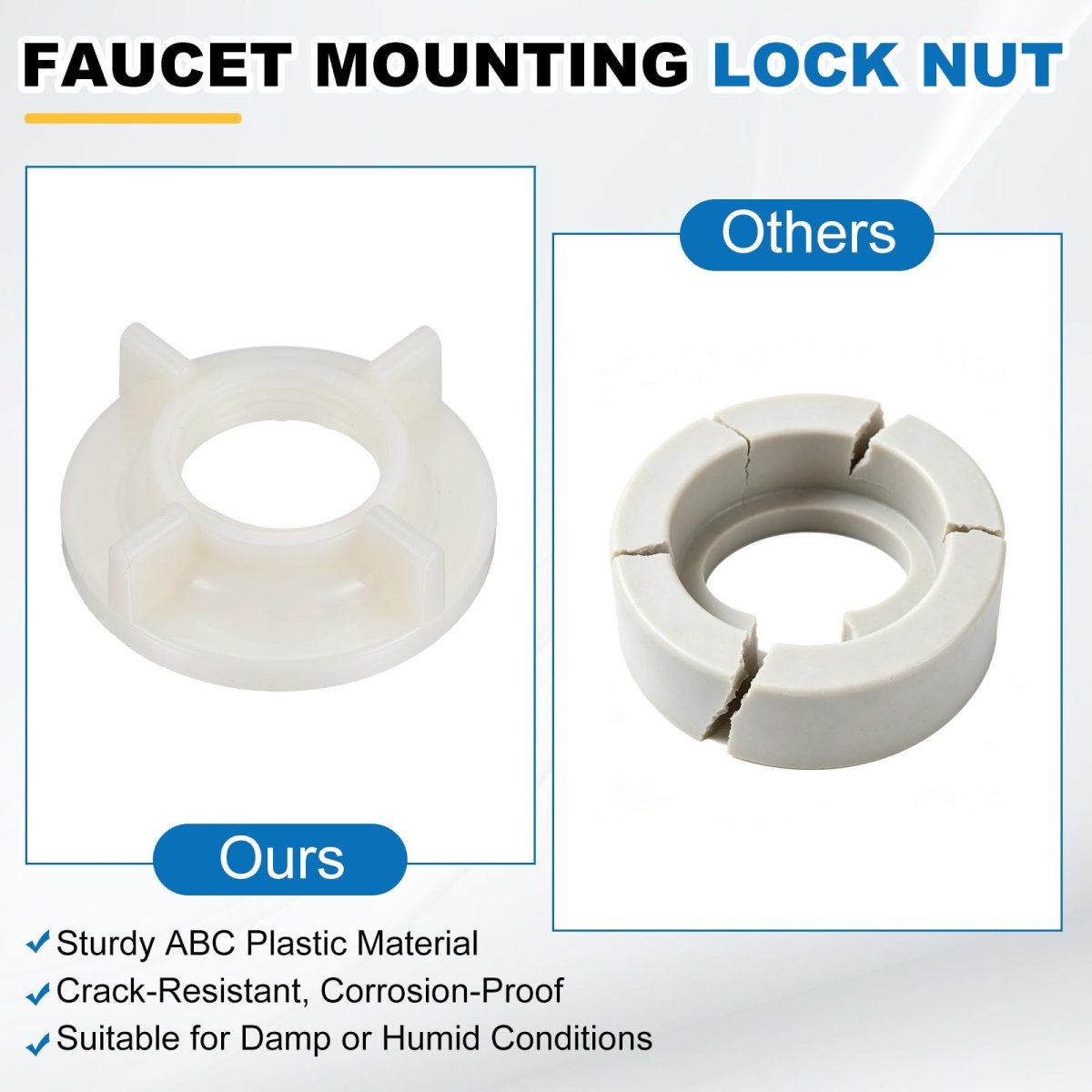 Faucet Mounting Lock Nut G1 2 Abs Plastic Retaining Nuts For Kitchen And Bathroom Sink 4 Pack Beige 1 69 In Outer Diameter 0 51