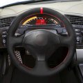 Loncky Auto Custom Fit Oem Black Suede Steering Wheel Covers For Honda S2000 2000-2005 2006 2007 2008 2009 Civic Si 2002 2003