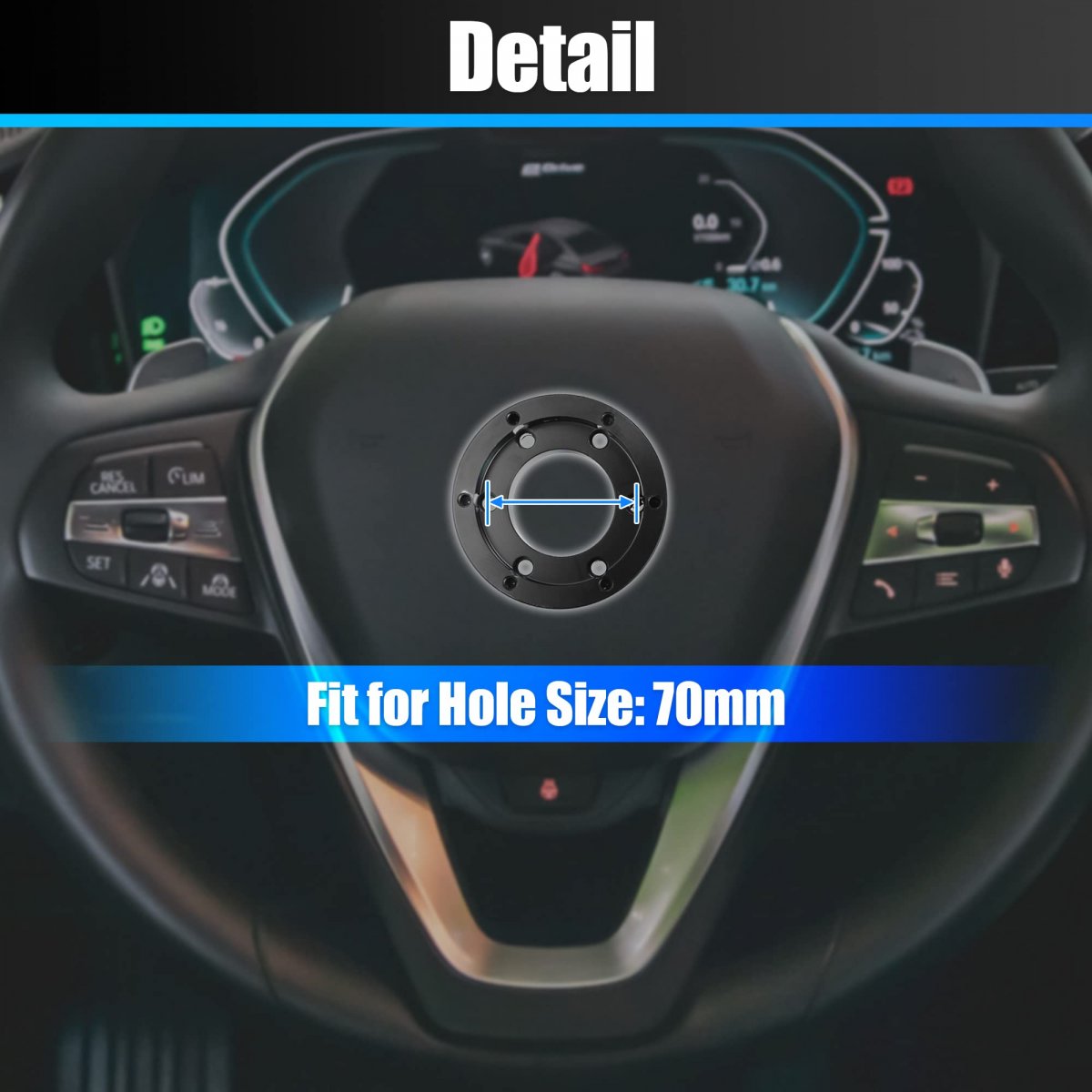 70mm Steering Wheel Hub Adapter Plate Quick Release Kit For 13 14 Inch Aluminum Black