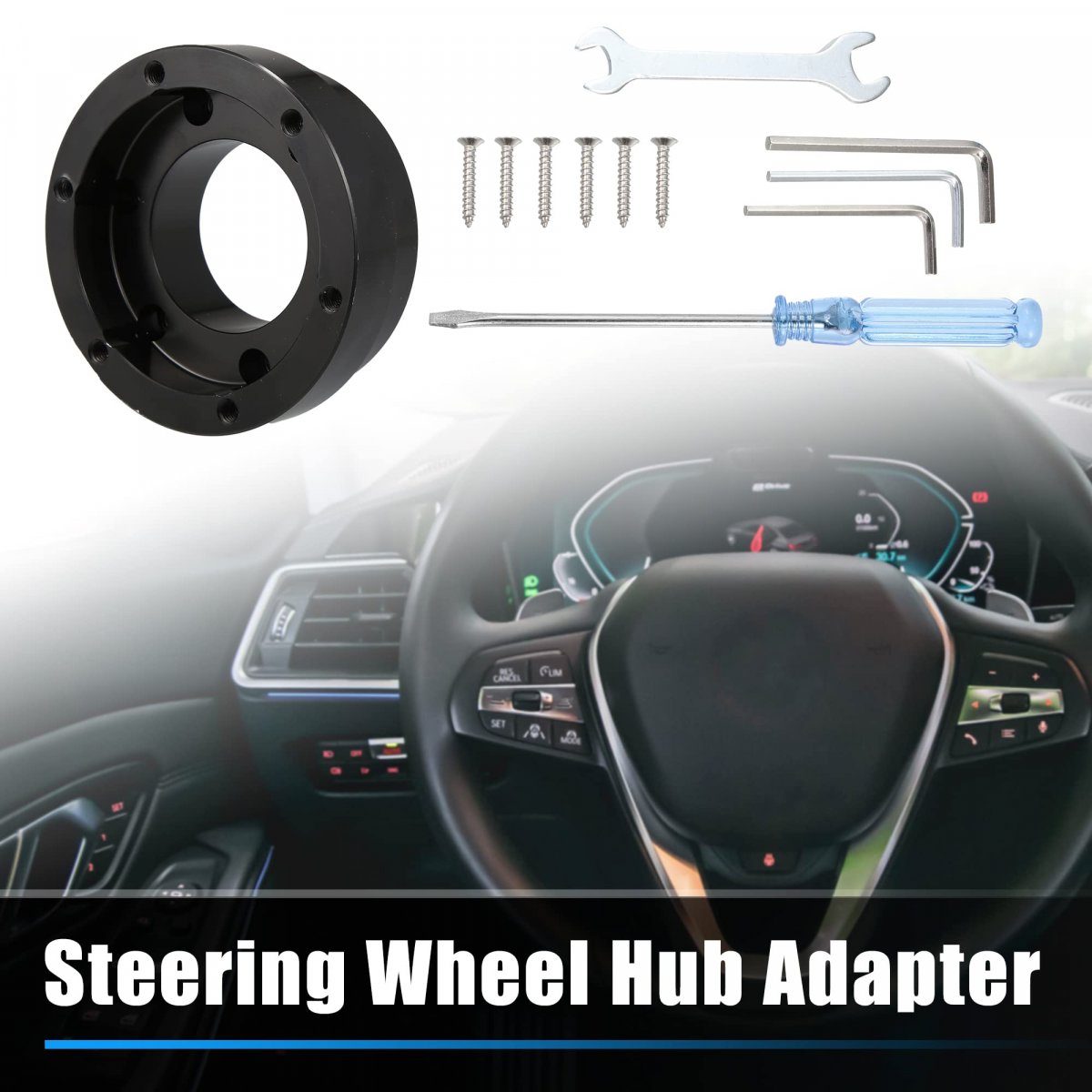 70mm Steering Wheel Hub Adapter Plate Quick Release Kit For 13 14 Inch Aluminum Black