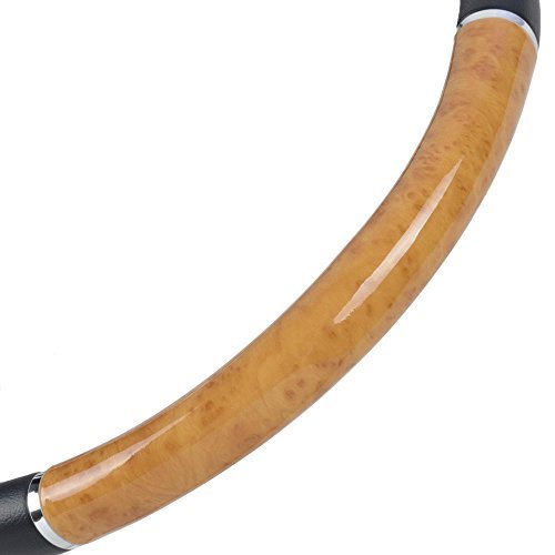 Bdk Black Wood Grain Soft Leather Grip Big Rig Steering Wheel Cover For Trucks 18 Inch Large Light Wood