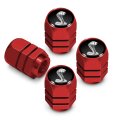 Ford Mustang Cobra In Black On Red Hexagon Shape Aluminum Tire Valve Stem Caps Official Licensed 