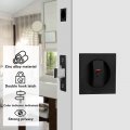 Kidoacow Black Pocket Door Lock With Edge Pull Red-green Indication Privacy Latch For Bed Bath Study Room Recessed Mounting