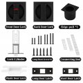 Kidoacow Black Pocket Door Lock With Edge Pull Red-green Indication Privacy Latch For Bed Bath Study Room Recessed Mounting