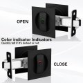 Kidoacow Black Pocket Door Lock With Edge Pull Red-green Indication Privacy Latch For Bed Bath Study Room Recessed Mounting