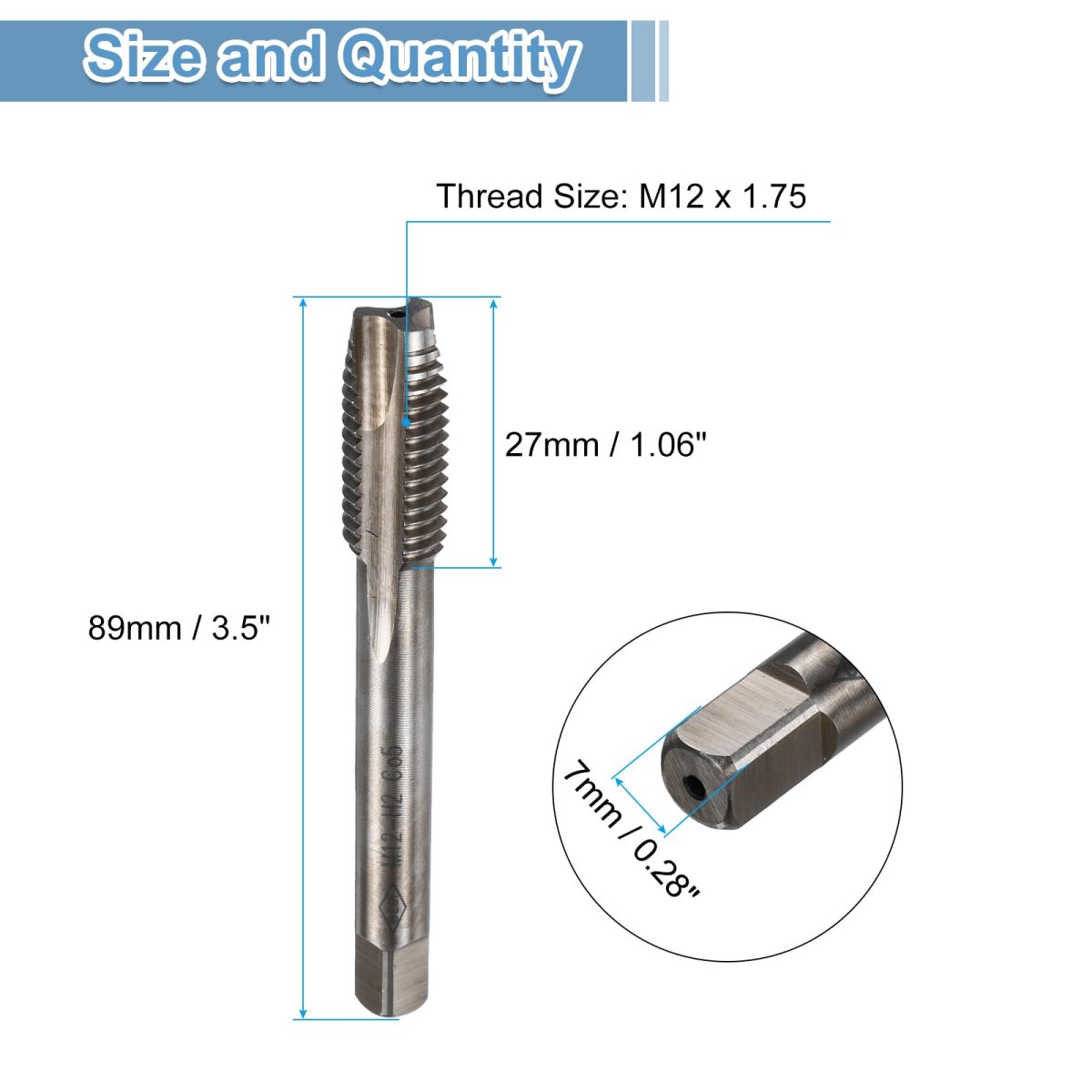 Spiral Point Plug Threading Tap M12 X 1 75 Ground Threads H2 M35 High Speed Steel Cobalt Heat Coloring Metric Screw Taps