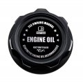 Vms Racing Black Oil Cap With Engine Notice Emblem In Cnc Machined Billet Aluminum Compatible Honda Acura Integra