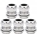 Heyiarbeit Metal Cable Gland 5 Pack M22 Waterproof Adjustable 10-13mm Joints Connectors With Gaskets Silver M22