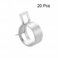 Uxcell Spring Band Type Clamp 24mm Inner Dia Fit 25 5-27 5mm Od Hose Fuel Line Silicone Tube Clips Silver Manganese Steel 20pcs