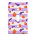 Cute Peaches And Eggplants On Stripes Pattern Plastic Wall Decor Toggle Light Switch Plate Cover 