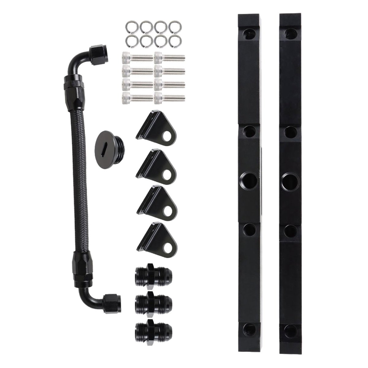 8an Fuel Rails Kit Black Replacement For Ls1 And Ls6 Includes 90 Degrees Fittings Orb End Plug
