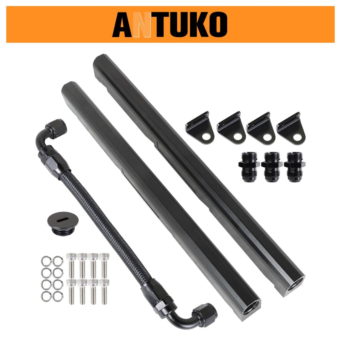 8an Fuel Rails Kit Black Replacement For Ls1 And Ls6 Includes 90 Degrees Fittings Orb End Plug