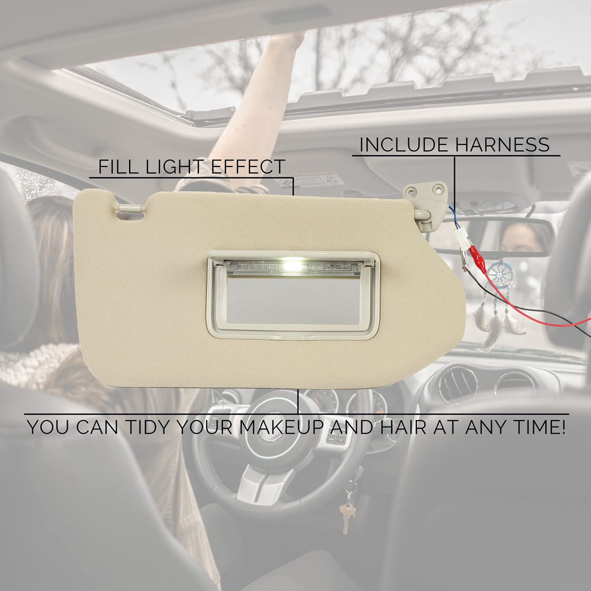 Pair Sun Visor For 2013-2018 Nissan Pathfinder Qx60 Jx35 W Vanity Light Replacement 96401-9pb0a 96400-9pb0a Tan