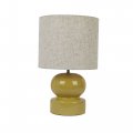 Creative Co-op Modern Ceramic Fabric Shade Green Table Lamp 