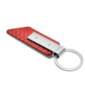 Chrysler 300 Red Pu Leather Carbon Fiber Texture Strap Silver Metal Bar Key Chain Official Licensed 3 75 In X 1 