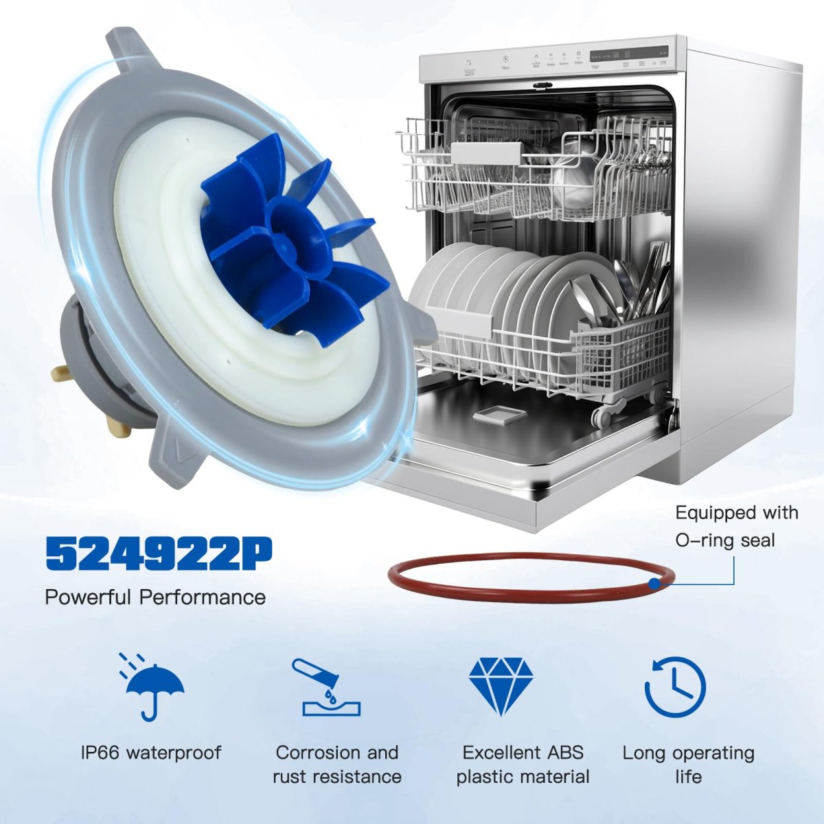 524922p Motor Rotor Assembly For Fisher Paykel Dishwasher Drawer Pump Fits Dd24 Ds24 Dd60 Ds60 Ending In 9 And 10 Series Models