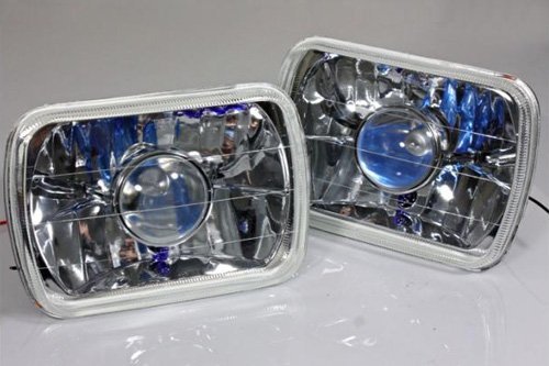 7x6 H6052 H6054 Sealed Beam Rectangular Projector Headlights Clear Silver Chrome Waterproof Replacement For Car