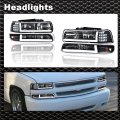 G-plus Led Drl Headlights Compatible With 1999 2000 2001 200 2003 2004 2005 2006 Silverado Suburban Bumper Headlamp Cleara