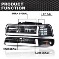 G-plus Led Drl Headlights Compatible With 1999 2000 2001 200 2003 2004 2005 2006 Silverado Suburban Bumper Headlamp Cleara