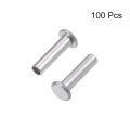 100 Pcs 3mm X 12mm Aluminum Flat Head Semi-tubular Rivets Silver Tone