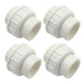Zreneyfex 4 Pcs 1 White Pvc Union Pipe Fitting Socket X Socket Slip Adapter Coupling Schedule 40 Epdm O-ring 