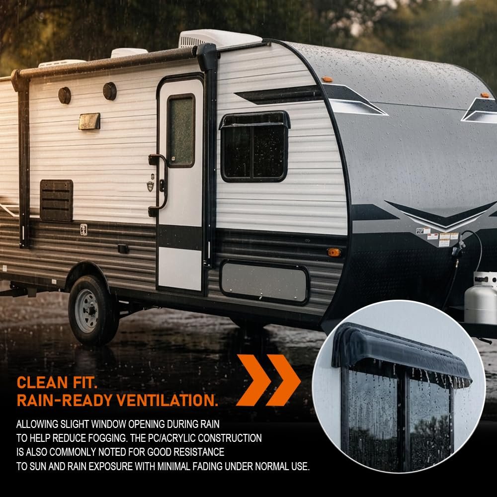 Window Deflector And Sun Visor For Flat Sided Recreational Vehicles 12 To 17 In Wide Smoky Polycarbonate Impact Resistant Outer