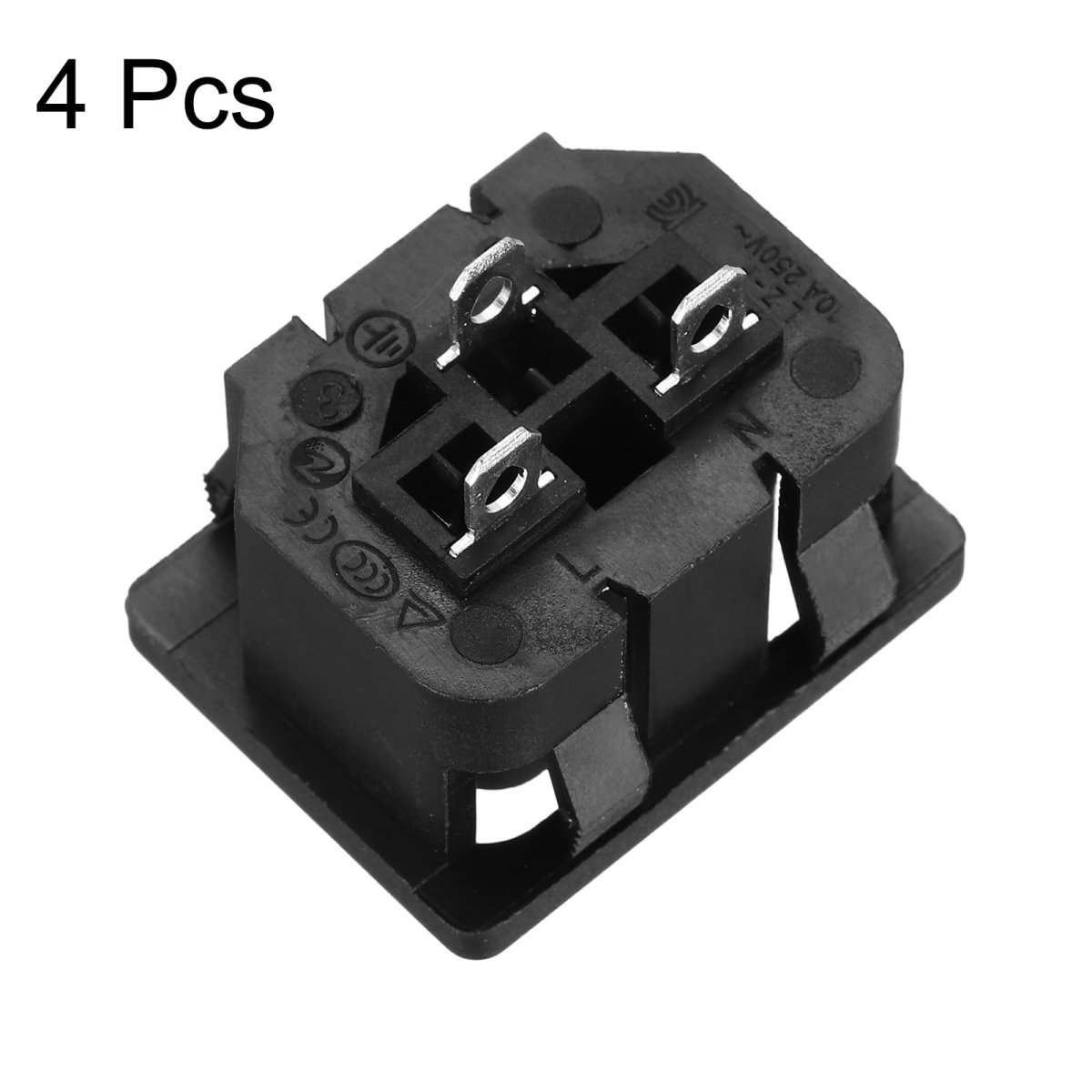 C13 Panel Mount Plug Adapter 250v Ac 10a 3 Pins Iec Inlet Module Power Socket Straight 4pcs
