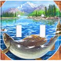 Metal Light Switch Plate Outlet Cover Underwater Fishing Grayling Lake Painting Sea058 