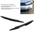 Qiilu Headlights Eyebrow Eyelids Trim Replacement For 6 Mk6 2008a 2012 Car Headlight Cover Decal Glossy Black 1 Pairs Eye Lids